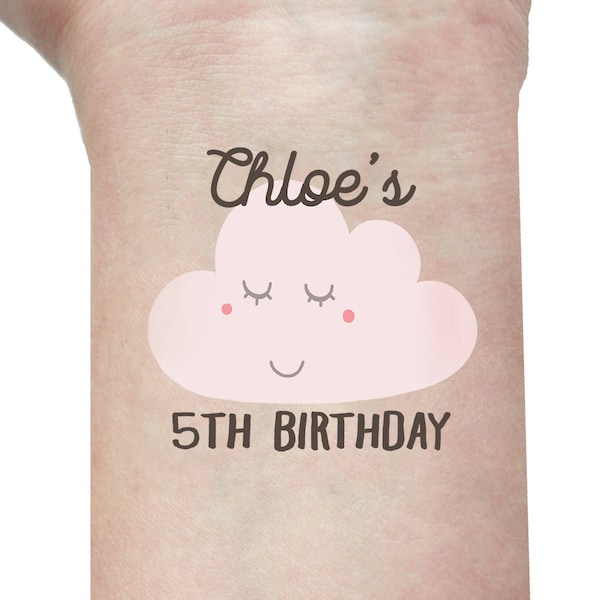 Set of PERSONALIZED Happy Cloud kids birthday party tattoos, kids fake tattoos, fake tattoos, temporary tattoos birthday party bag kids gift