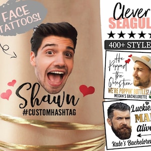 Bachelorette Party Favor - bachelorette tattoo - groom face tattoo - custom face tattoo - bride gift - groom tattoo - custom photo tattoo