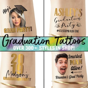 Grad Party Tattoos - Graduation Party - Milestone - College Graduation - University Grad - College Grad - custom grad party tattoo
