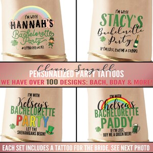 St. Patrick&#39;s Day Bachelorette Party Tattoos | lucky in love, just lucky, favors, decorations, green, clover, st pattys day, custom, irish