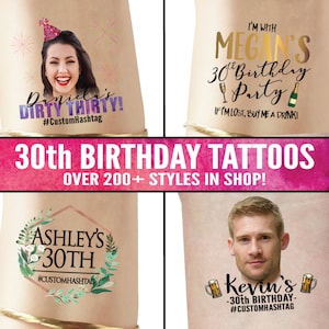 Birthday tattoos, birthday tattoo, dirty thirty, cheers to 30, talk thirty to me, 30, 30th birthday decorations, surprise party accessories