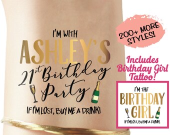21st Birthday Party Tattoos - birthday favor - finally 21 - 30th birthday party - birthday shirt - 21st birthday sash - 21st birthday tiara