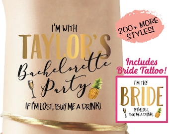 Bachelorette Party Tattoos, bachelorette tattoos custom, bridesmaid gift, bride tribe, gold temporary tattoos, bachelorette party favors hen