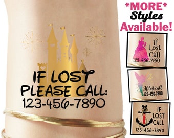 Set of Emergency Contact Temporary Tattoos - If Lost Safety Tattoos - Phone number tattoos - Medical alert tattoos - If I'm Lost Please Call