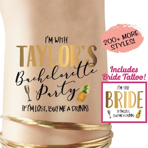 Bachelorette Party Tattoos, bachelorette tattoos custom, bridesmaid gift, bride tribe, gold temporary tattoos, bachelorette party favors hen