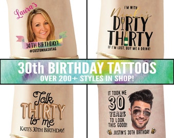 30th Birthday Party Favors | 30th birthday for her, for him, dirty 30, thirsty thirty 30, flirty 30 thirty, custom tattoos, thirty af, decor