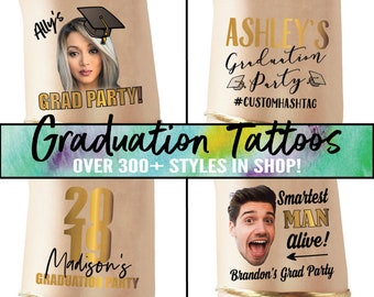 Grad Party Tattoos - Graduation Party - Milestone - College Graduation - University Grad - College Grad - custom grad party tattoo