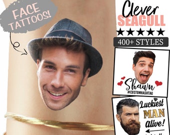 Benutzerdefinierte temporäres Tattoo, Bräutigam Gesicht Tattoo, Bachelorette Party Gastgeschenke, Brautjungfer Geschenk, temporäres Tattoo, Tattoos, individuelles Tattoo Gastgeschenk