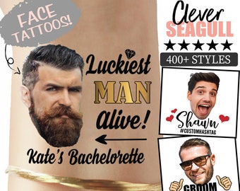 Bachelorette Tattoos, Junggesellinnenparty Tattoos, Bräutigam Gesicht, individuelles Tattoo, Gesichtstattoo, Bild Tattoo, Braut Tattoo, Gastgeschenke Bräutigam