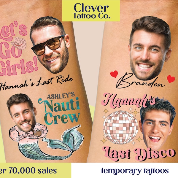 Favores de despedida de soltera - Tatuaje de despedida de soltera - Tatuaje de novio - Favores de fiesta divertidos - Tatuaje de cara - Tatuajes personalizados Tatuaje temporal para ella