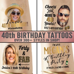 Cheers and Beers to 40 Years, 40th Birthday Tattoos, Temporary Tattoo, Birthday Party Favor, Birthday Party, Gag Gift, 40th, 40 Birthday