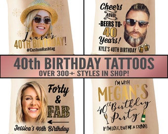 Cheers and Beers to 40 Years, 40th Birthday Tattoos, Temporary Tattoo, Birthday Party Favor, Birthday Party, Gag Gift, 40th, 40 Birthday