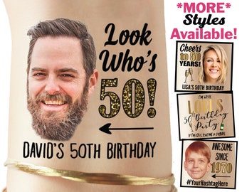 50th Birthday Party Favors | 50 and fabulous, fifty and fabulous, cheers to 50 years, 50th birthday for women, for men, custom tattoos, gift