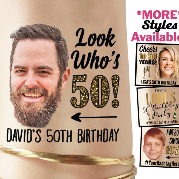 50th Birthday Party Favors | 50 and fabulous, fifty and fabulous, cheers to 50 years, 50th birthday for women, for men, custom tattoos, gift