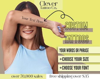 Custom Words Handwriting Temporary Tattoo - Custom Font Tattoo - Handwritten Tattoos - Custom Words Tattoo - Signature Tattoo - Custom Gift