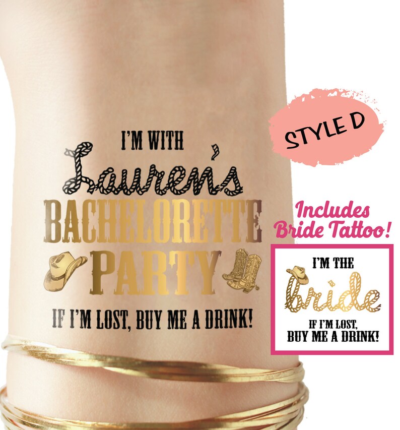 Party Supplies Custom Bachelorette Party Tattoos Western Theme Bachelorette Nash Bash Texas Austin San Antonio Fiesta Cowgirl Cowboy Bridesmaid Gift Boots Paper Party Supplies