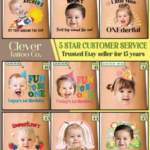 One Happy Dude custom birthday party favors - temporary tattoos - boy first birthday - Kids birthday decor ideas - face tattoo stickers blue image 6
