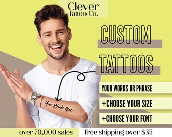 Custom text temporary tattoo - Personalized Temporary Tattoo - Quote Fake Tattoo - Personalized Name - Word Tattoo - Custom Word Sticker
