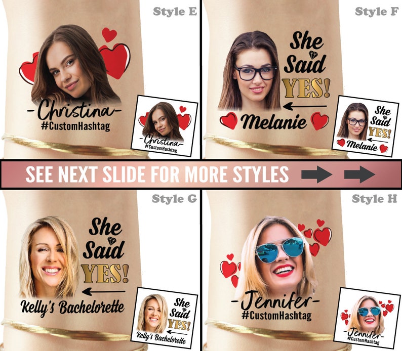 Custom Face Bachelorette Party Tattoos Bride to Be Etsy