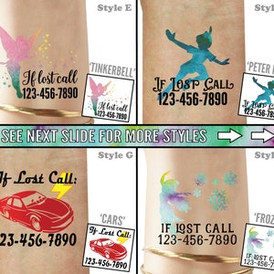 Set of Emergency Contact Temporary Tattoos If Lost Safety Tattoos Phone number tattoos Medical alert tattoos If I'm Lost Please Call image 3