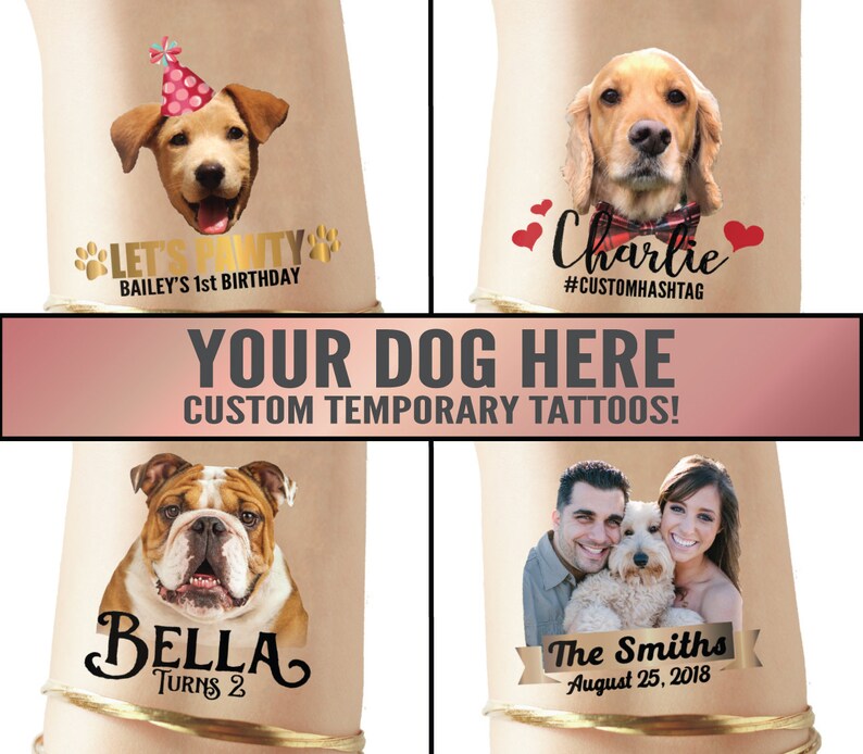 Dog Birthday Party temporary tattoos, face tattoos, party favors, dog party, dog birthday hat, dog birthday bandana, puppy party, dog lover image 1