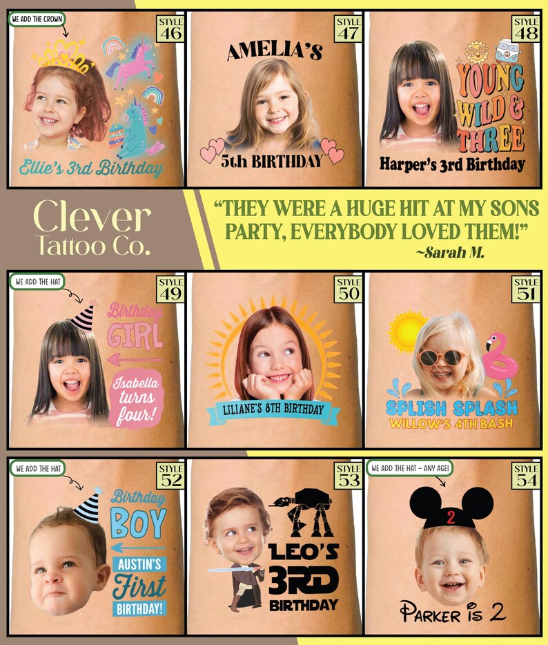 One Happy Dude custom birthday party favors - temporary tattoos - boy first birthday - Kids birthday decor ideas - face tattoo stickers blue image 7