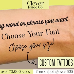 Custom Name or Words Temporary Tattoo, Pre-Cut - Name Tattoo - Custom Quote Tattoo - Words Tattoo - Customizable Gift - Couples Tattoo Sexy