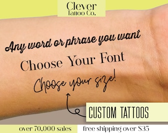 Tatuaggio temporaneo personalizzato con nome o parole, pretagliato - Tatuaggio con nome - Tatuaggio con citazione personalizzata - Tatuaggio con parole - Regalo personalizzabile - Tatuaggio di coppia sexy