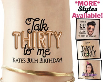 Talk Thirty to Me, 30th Birthday Party Custom Personalized Temporary Tattoos | 30th birthday for her, for him, birthday tattoos, 40