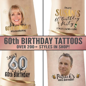 60th Birthday Tattoos, Custom Tattoos, Custom Face Tattoos, Custom Temporary Tattoos, Photo Temporary Tattoos, Couple Tattoos, Face Tattoos