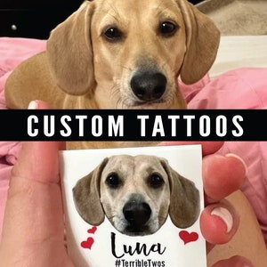custom personalized pet PHOTO temporary tattoos, dog tattoos, cat tattoos, custom dog, custom cat, custom pet, dog photo, cat photo, gift image 5