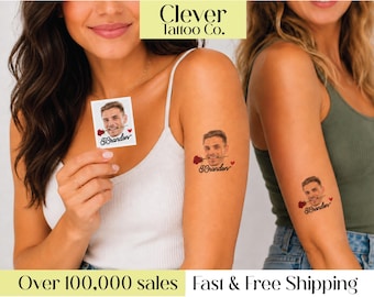Custom Face Tattoos, Personalized Temporary Tattoos, Photo Tattoo Party Favors, Birthday Favors, Bachelorette, Wedding, Graduation Event