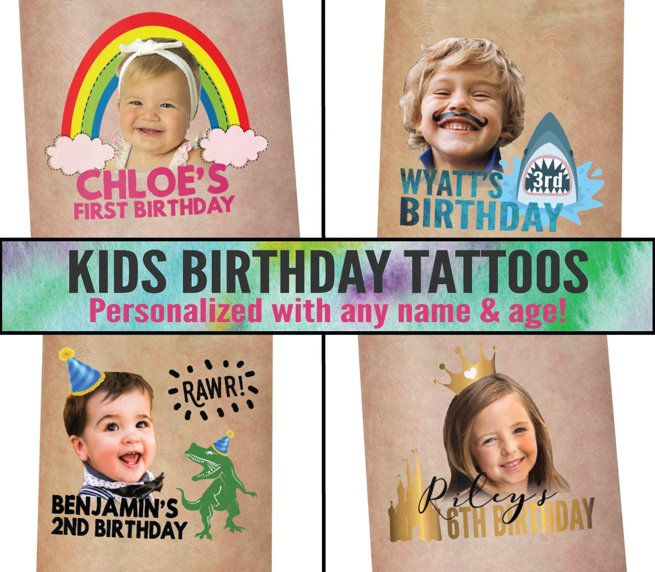 Unicorn Party Favors Custom Tattoos | Unicorn Birthday Party, Unicorn Themed Birthday, Unicorn Birthday Party Tattoo, Unicorn Parties invite