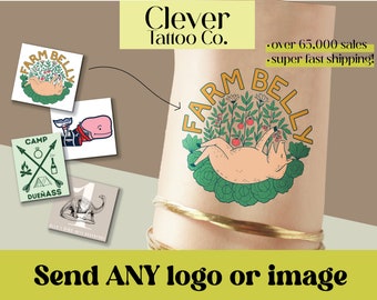 Custom Image Temporary Tattoo - company logo - logo tattoo - custom tattoo - party favor - sports team tattoo - name tattoo - custom sticker