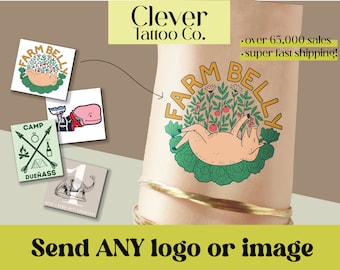 Custom Image Temporary Tattoo - company logo - logo tattoo - custom tattoo - party favor - sports team tattoo - name tattoo - custom sticker