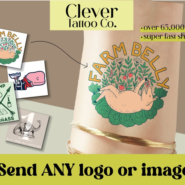 Custom Image Temporary Tattoo - company logo - logo tattoo - custom tattoo - party favor - sports team tattoo - name tattoo - custom sticker