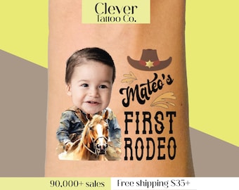 First Rodeo Birthday Temporary Tattoos - Not My First Rodeo - Custom Party Favor - Birthday Invite - Cowboy Birthday Hat - First Birthday