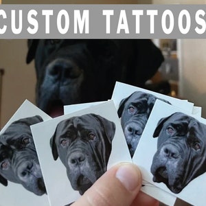 custom personalized pet PHOTO temporary tattoos, dog tattoos, cat tattoos, custom dog, custom cat, custom pet, dog photo, cat photo, gift image 6