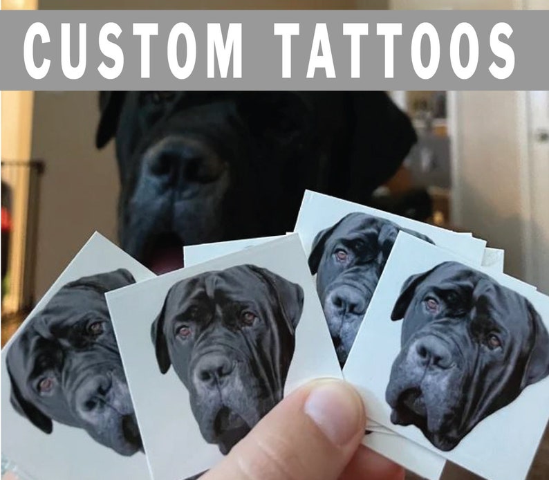 custom personalized pet PHOTO temporary tattoos, dog tattoos, cat tattoos, custom dog, custom cat, custom pet, dog photo, cat photo, gift image 6