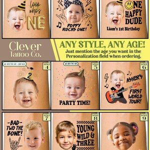One Happy Dude custom birthday party favors - temporary tattoos - boy first birthday - Kids birthday decor ideas - face tattoo stickers blue image 2