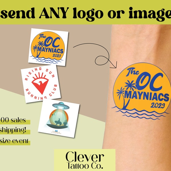 Custom Image Temporary Tattoo - company logo - logo tattoo - custom tattoo - party favor - sports team tattoo - name tattoo - custom sticker