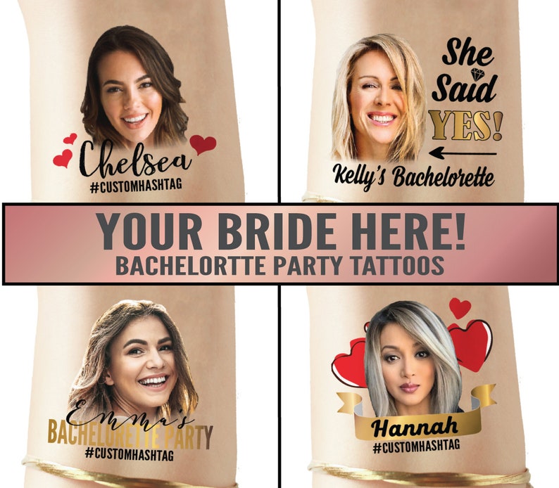 Custom Face Bachelorette Party Tattoos Bride to Be Etsy