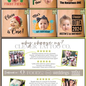 One Happy Dude custom birthday party favors - temporary tattoos - boy first birthday - Kids birthday decor ideas - face tattoo stickers blue image 9