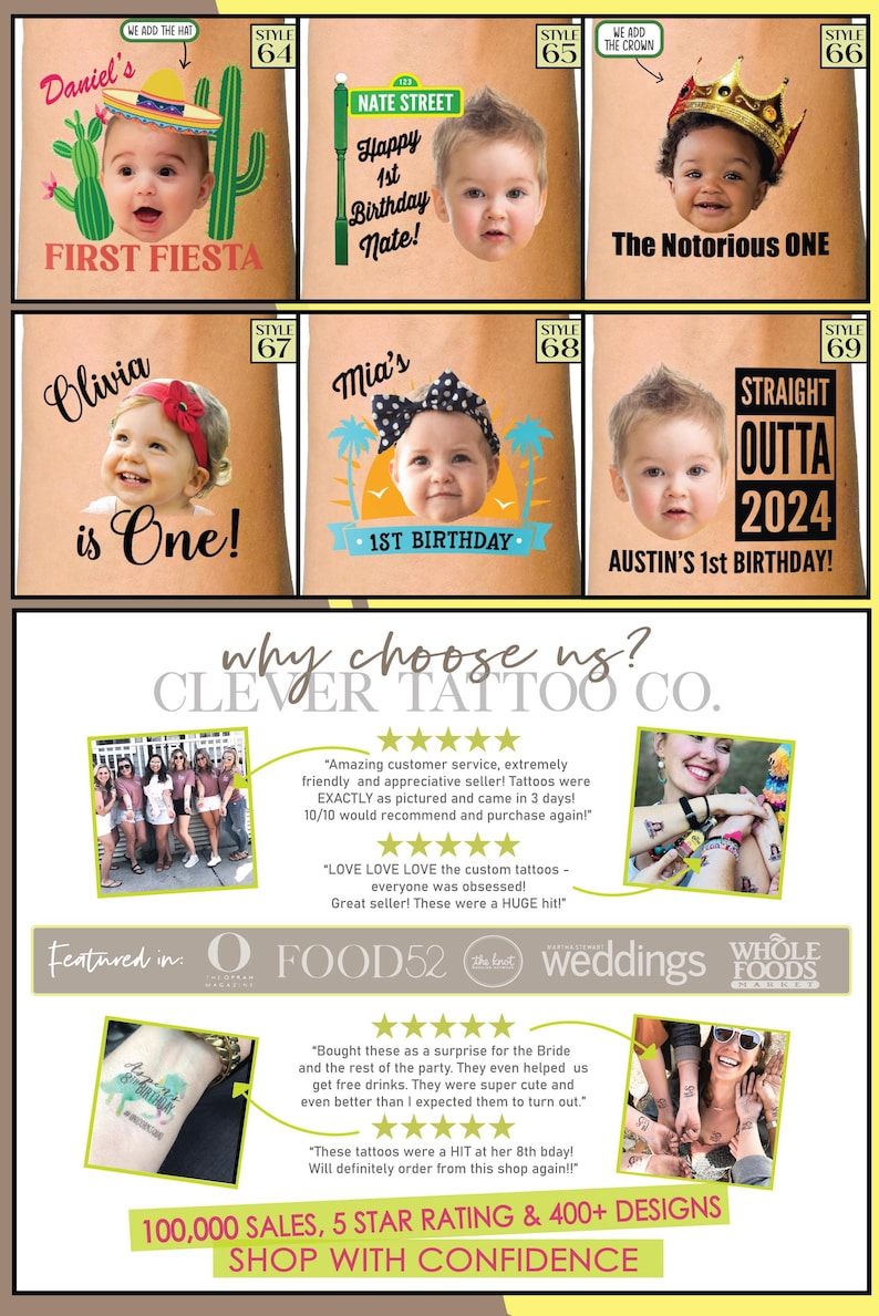 One Happy Dude custom birthday party favors - temporary tattoos - boy first birthday - Kids birthday decor ideas - face tattoo stickers blue image 9