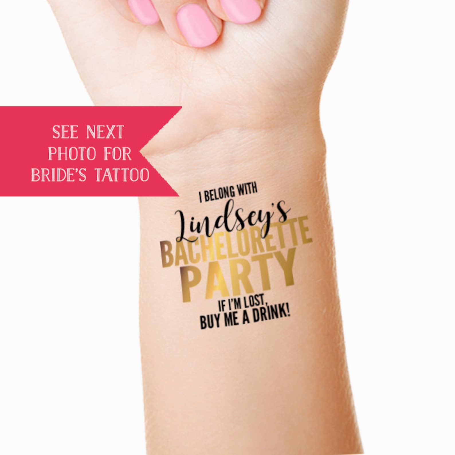 10 Bachelorette Party Custom Temporary Tattoos Gold Set of Etsy