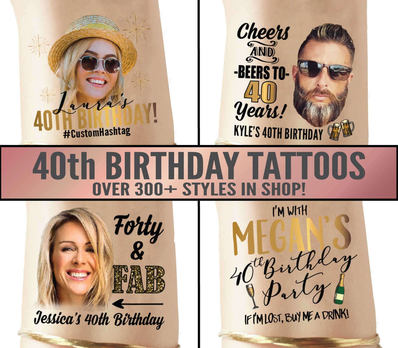 Striscione per 40° compleanno con scritta Awesome Since 1981 in oro glitterato 40 quarant'anni, decorazioni per feste di compleanno per uomini e donne