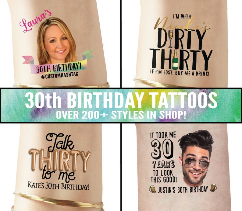 Dirty thirty tattoos 30th birthday tattoo birthday girl birthday games milestone birthday birthday accessory thirtieth birthday image 1