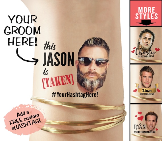 Photo tattoo, groom face bachelorette party,  face tattoo custom bachelorette, gift for her, bride to be gift, unique bachelorette party