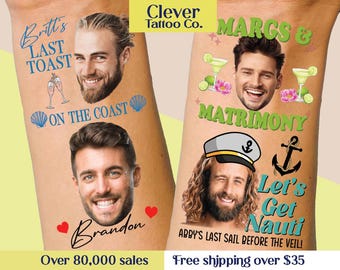 Bachelorette Tattoos, Groom Face Tattoo, Party Favors, Custom Temporary Tattoo, Bachelorette Party Favor, Personalized Tattoo, Wedding Favor