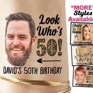 50th Birthday Party Favors Tattoos, Custom, Personalized, Decorations, Gift, for men, for women, for guests, supplies, aged to perfection
